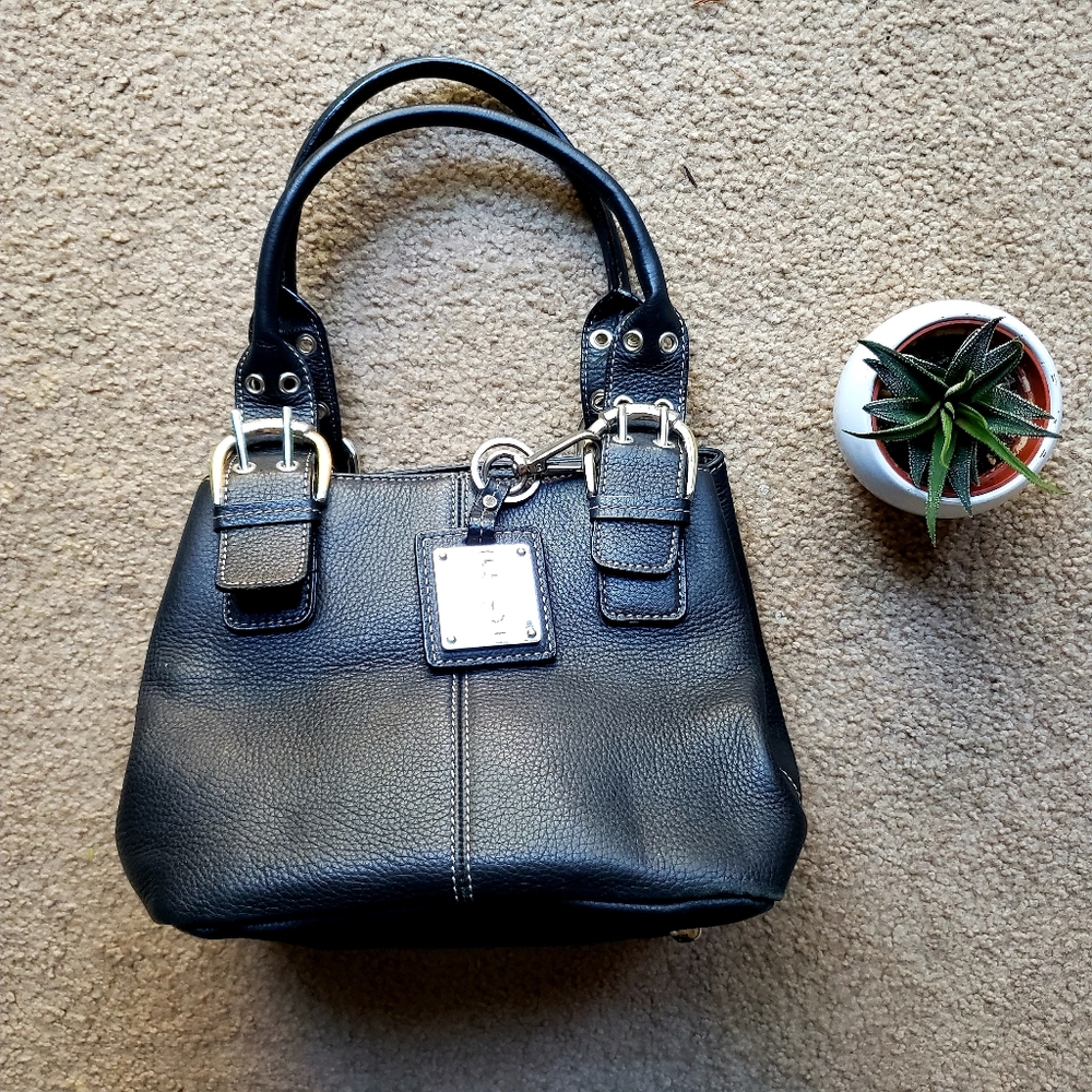 SALE! Tignanello black genuine leather satchel